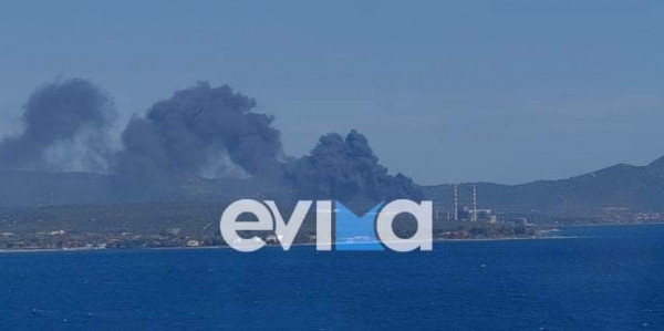 Συναγερμός στο Αλιβέρι: Mεγάλη φωτιά κοντά στο εργοστάσιο της ΔΕΗ
