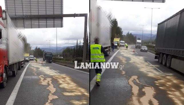 Φθιώτιδα: Γέμισε… πετρέλαιο η Εθνική Οδός στο ύψος της Μαλεσίνας – Τι συνέβη