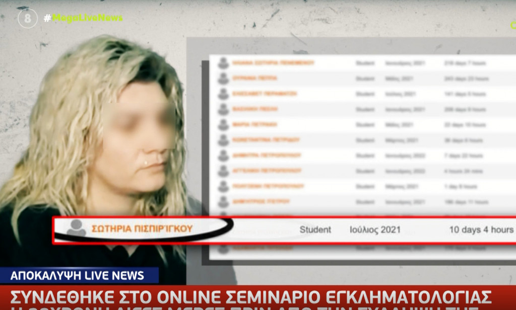 Ρούλα Πισπιρίγκου: Τι αναζητούσε σε σεμινάριο εγκληματολογίας λίγες μέρες πριν τη σύλληψή της