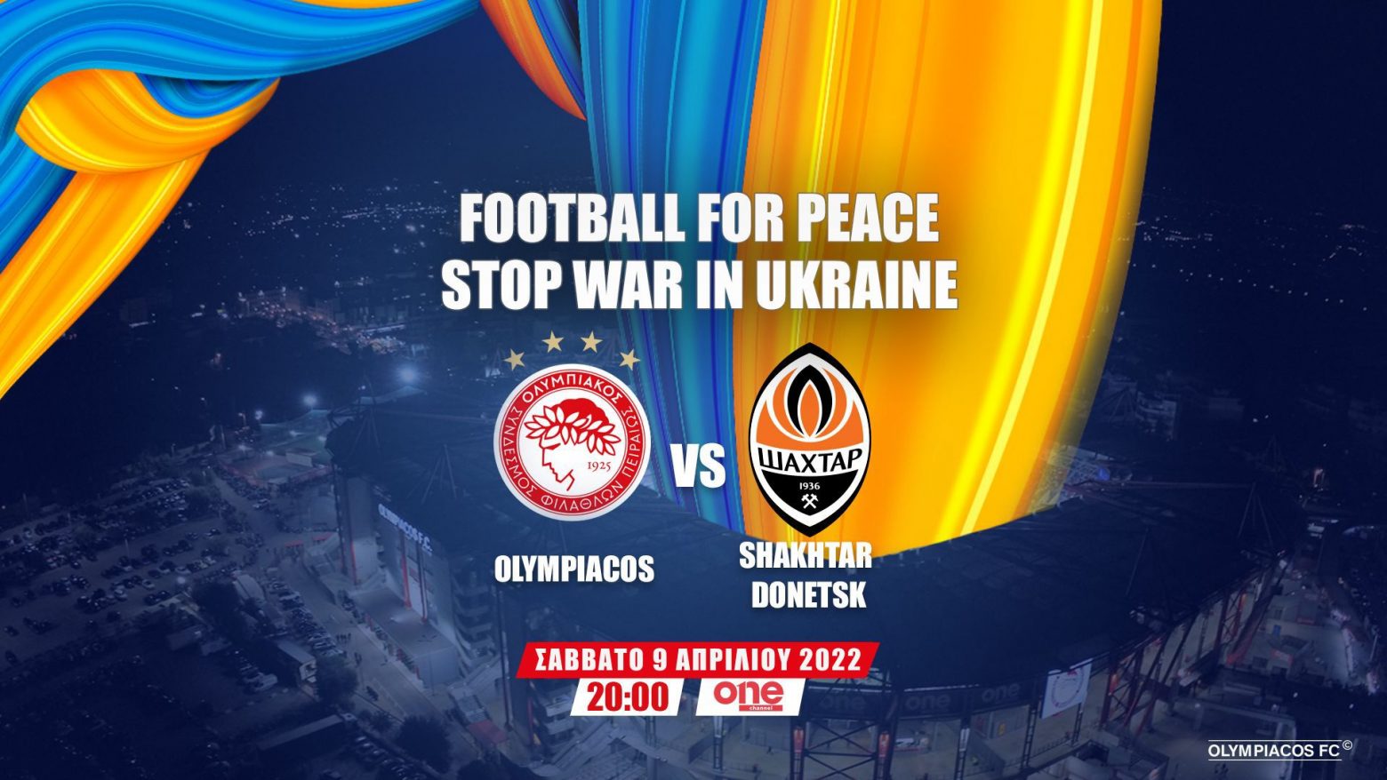 Ζωντανά στο One Channel ο αγώνας για την ειρήνη μεταξύ Ολυμπιακού και Σαχτάρ Ντόνετσκ