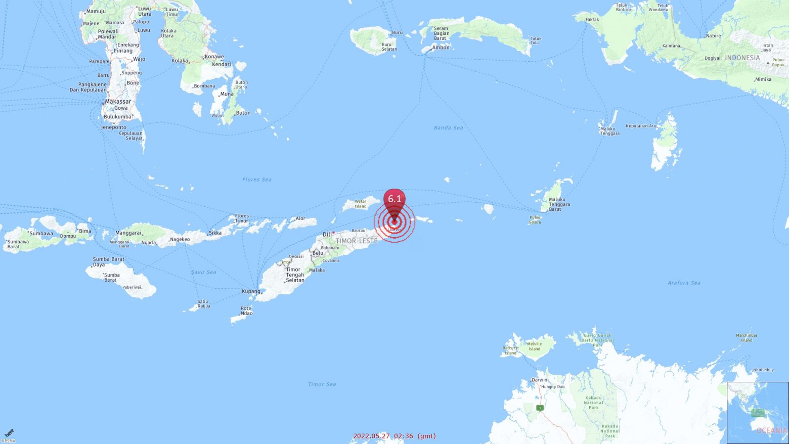 Ανατολικό Τιμόρ: Σεισμός 6,1 βαθμών - Υπάρχει ενδεχόμενο να προκληθεί τσουνάμι