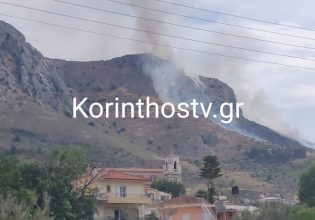 Φωτιά στην Κόρινθο: Πυρκαγιά ξέσπασε στους πρόποδες του κάστρου