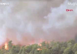 Μεγάλες πυρκαγιές στη Μαρμαρίδα – Επιθεώρηση Ερντογάν από ελικόπτερο