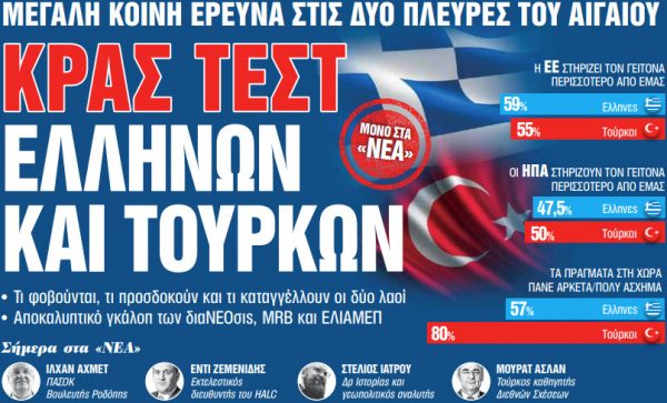 Στα «Νέα Σαββατοκύριακο»: Κρας τεστ Ελλήνων και Τούρκων