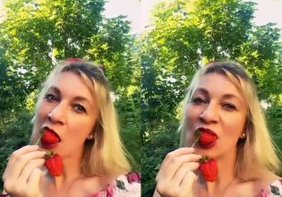 Ζαχάροβα: Τρώει προκλητικά φράουλες από τον κήπο της