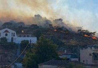 Φωτιά στη Σαλαμίνα: Μηνύματα από το 112 για την απομάκρυνση των κατοίκων