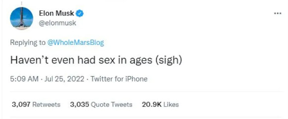 Έλον Μασκ: «Έχω αιώνες να κάνω σεξ» Έκανε... χαμό στο Twitter και πάλι