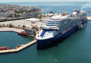 Celebrity Beyond docks in Piraeus
