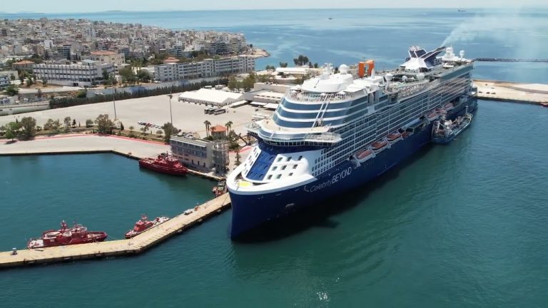 Celebrity Beyond docks in Piraeus