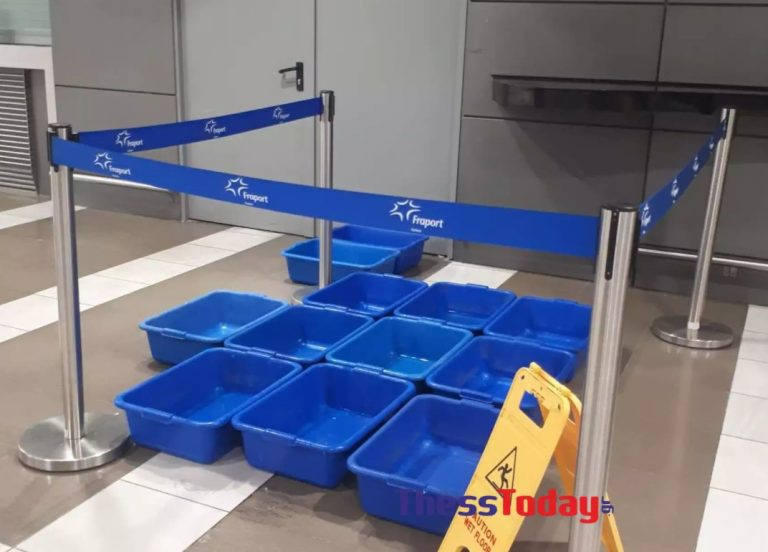 Αεροδρόμιο Μακεδονία: Νερά που στάζουν από την οροφή και… κουβάδες παντού