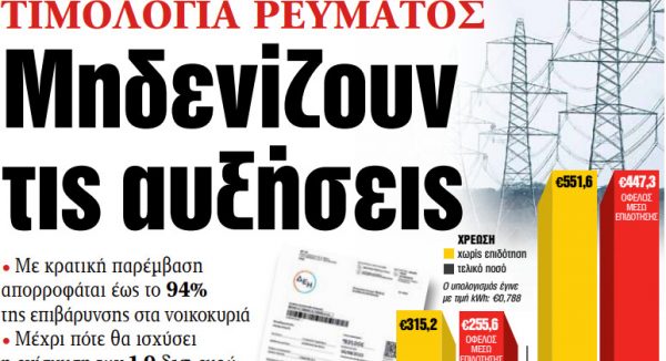 Στα «ΝΕΑ» της Τετάρτης: Μηδενίζουν τις αυξήσεις