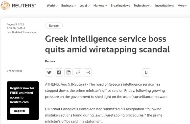 Δημητριάδης – Κοντολέων: Θέμα στα διεθνή ΜΜΕ οι παραιτήσεις, μιλούν για «σκάνδαλο υποκλοπών»