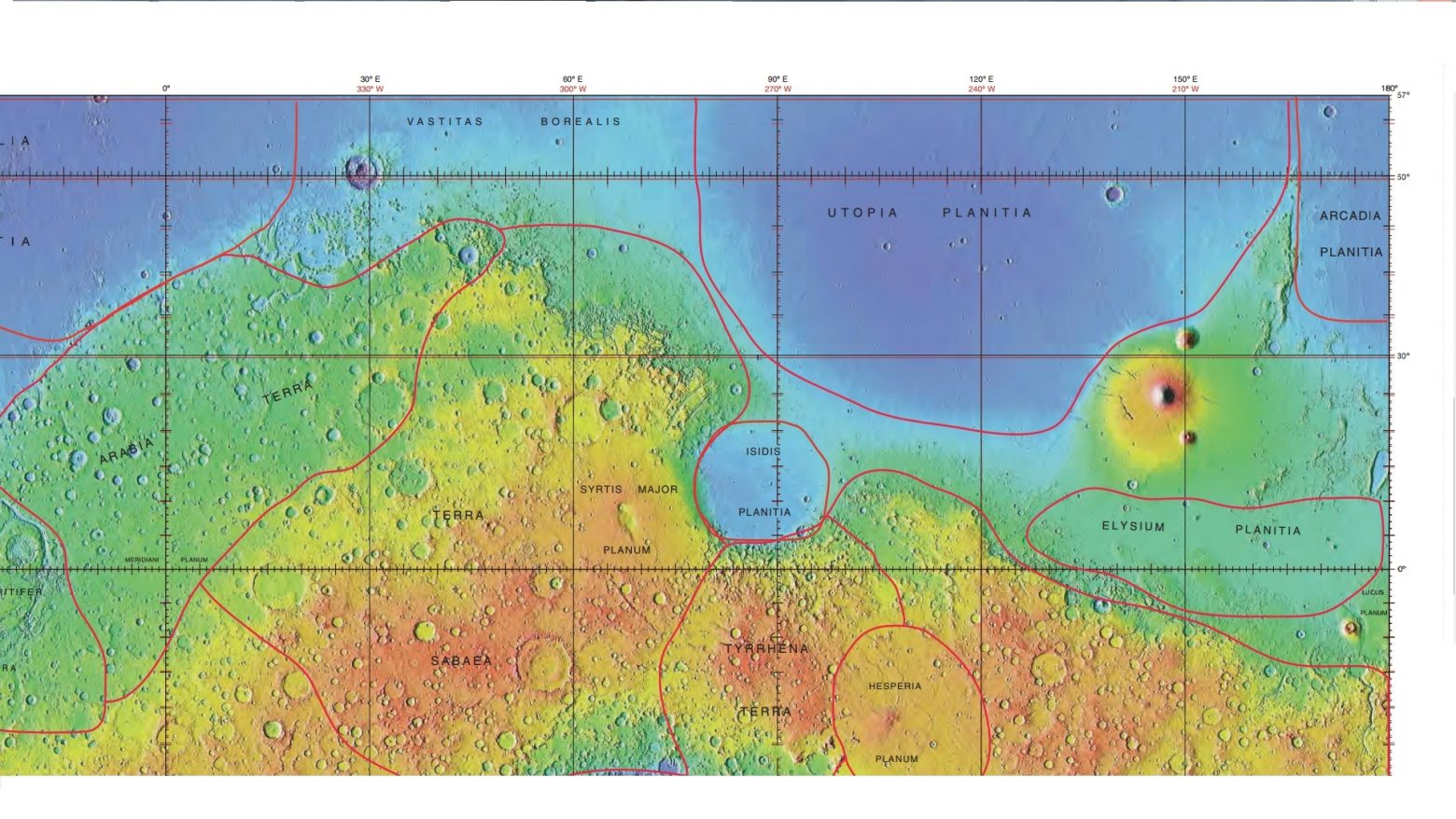 To Utopia Planitia καταλαμβάνει μεγάλο μέρος του βόρειου ημισφαιρίου του Άρη (NASA)