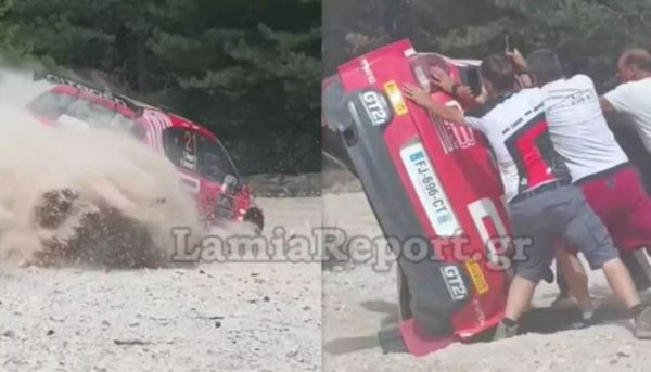 EKO Ράλλυ Ακρόπολις: Εντυπωσιακή τούμπα αγωνιστικού στη ειδική του Ελευθεροχωρίου