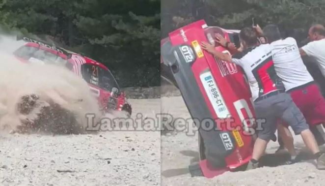 EKO Ράλλυ Ακρόπολις: Εντυπωσιακή τούμπα αγωνιστικού στη ειδική του Ελευθεροχωρίου