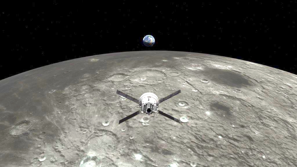 orion rendering lunar flyby 002