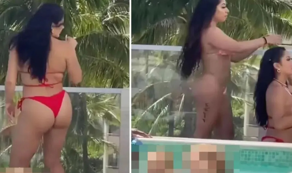 Γυναίκα κάνει twerking δίπλα σε πισίνα γεμάτη με παιδιά