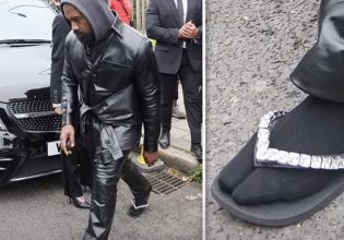 Ο Κάνιε Γουέστ με σαγιονάρες και κάλτσες σε επίδειξη μόδας