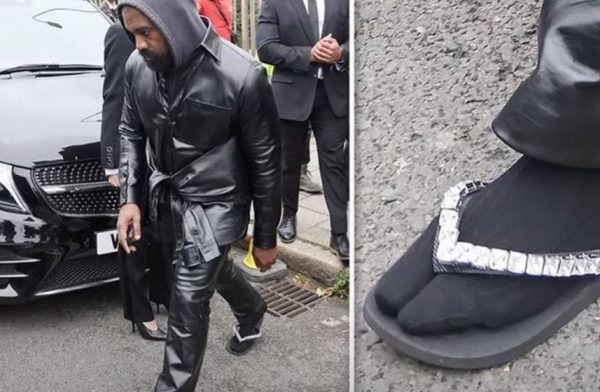 Ο Κάνιε Γουέστ με σαγιονάρες και κάλτσες σε επίδειξη μόδας