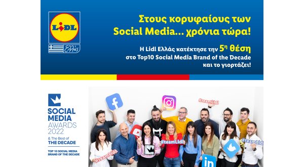 Η Lidl Ελλάς ανάμεσα στα 10 κορυφαία Social Media Brands της δεκαετίας