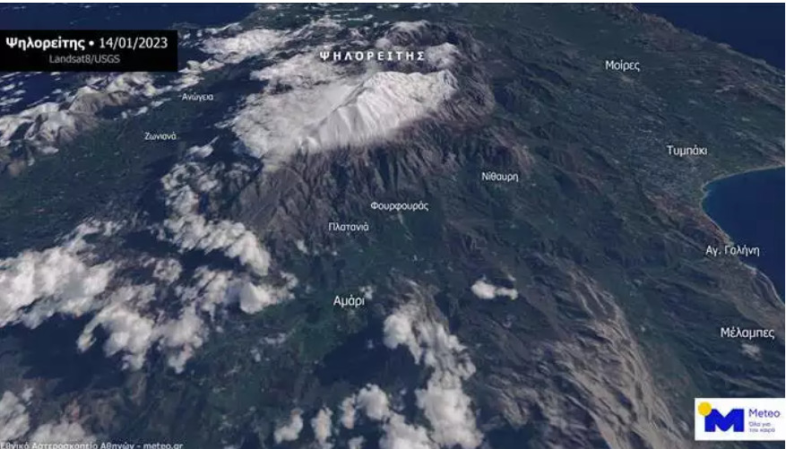 Κρήτη: Έπεσαν τα πρώτα χιόνια στα ορεινά – Οι εικόνες από τον δορυφόρο
