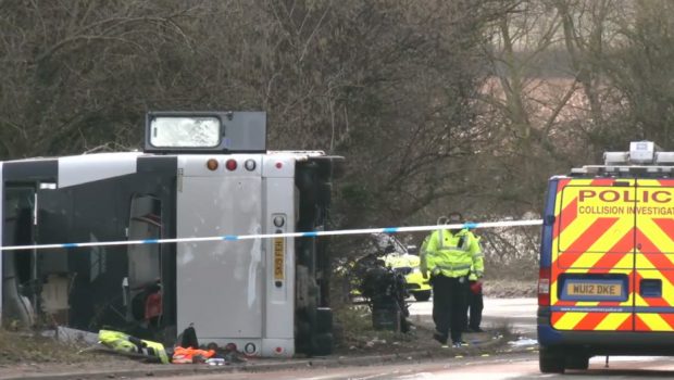 Britain: a double-decker bus overturned in Somerset – and a number of people were injured