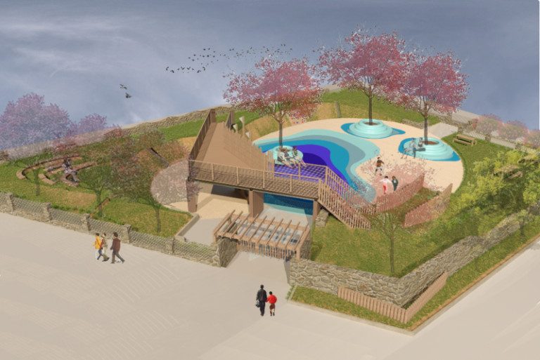 Μια πεζογέφυρα το βασικό παιχνίδι της παιδικής χαράς που κατασκευάζεται στο Δήμο Παύλου Μελά