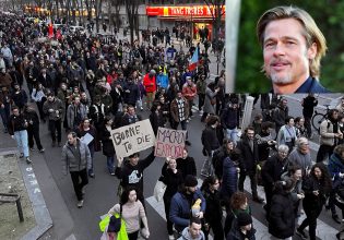 Γαλλία: «Αν θέλαμε να μας γ@μ#σε! η κυβέρνηση, θα ψηφίζαμε τον Μπραντ Πιτ» – Επικό πλακάτ σε διαδήλωση