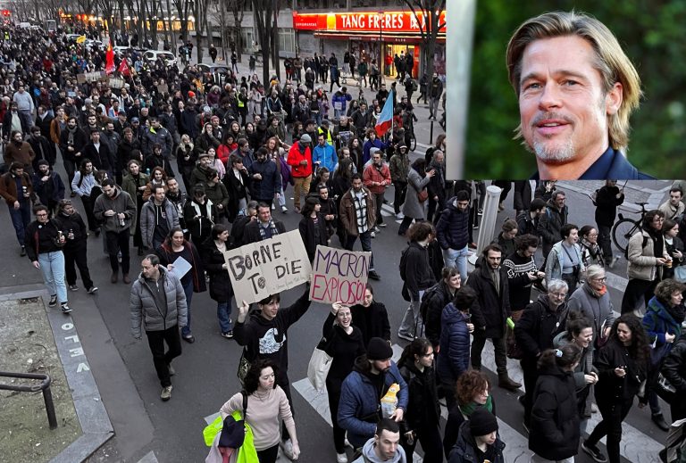 Γαλλία: «Αν θέλαμε να μας γ@μ#σε! η κυβέρνηση, θα ψηφίζαμε τον Μπραντ Πιτ» – Επικό πλακάτ σε διαδήλωση