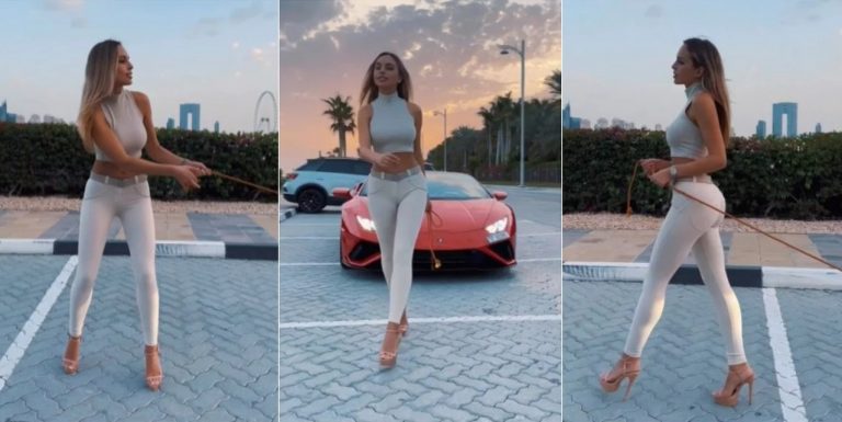 Η σέξι Veronica σέρνει Lamborghini και γίνεται viral