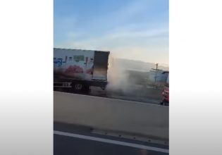 Φωτιά σε εν κινήσει φορτηγό στην εθνική οδό Πατρών – Κορίνθου