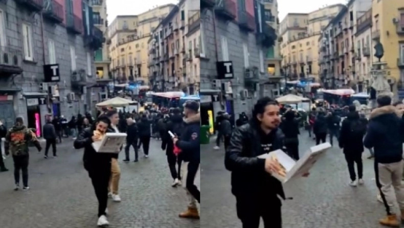Ιταλία: Νεαρός τρέχει να σωθεί από επεισόδια... τρώγοντας πίτσα