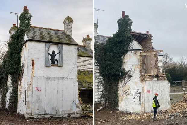 Κατεδαφίστηκε η τελευταία τοιχογραφία του Banksy σε εγκαταλελειμμένη αγροικία