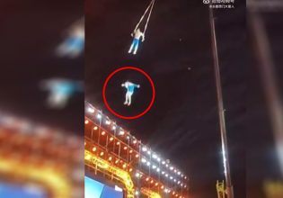 «Βουτιά θανάτου» για ακροβάτισσα στην Κίνα – Δεν κατάφερε να την πιάσει ο παρτενέρ – σύζυγός της