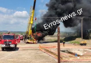 Στην εντατική χειριστής γερανού που πήρε φωτιά – Μπλακ άουτ στην Αλεξανδρούπολη