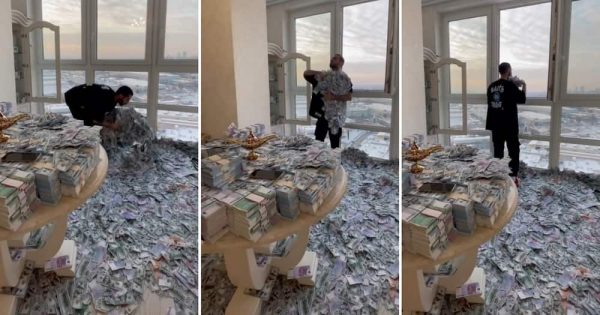 TikTok: Απίστευτο βίντεο – Έχει γεμίσει το σπίτι με χαρτονομίσματα και τα… πετάει από το παράθυρο