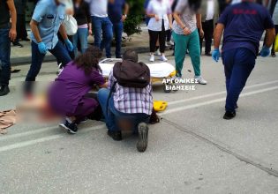 Σοβαρό τροχαίο με παράσυρση πεζής από μηχανή στο Ναύπλιο