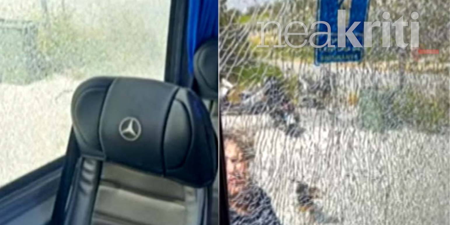 Ατύχημα στο Ηράκλειο: Γάντζος γερανού χτύπησε λεωφορείο - Από τύχη γλίτωσαν τα χειρότερα μητέρα και το μωρό της