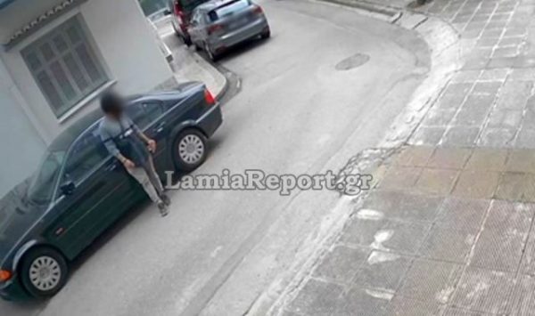 Καρέ-καρέ οι κινήσεις διαρρήκτη αυτοκινήτου στη Λαμία