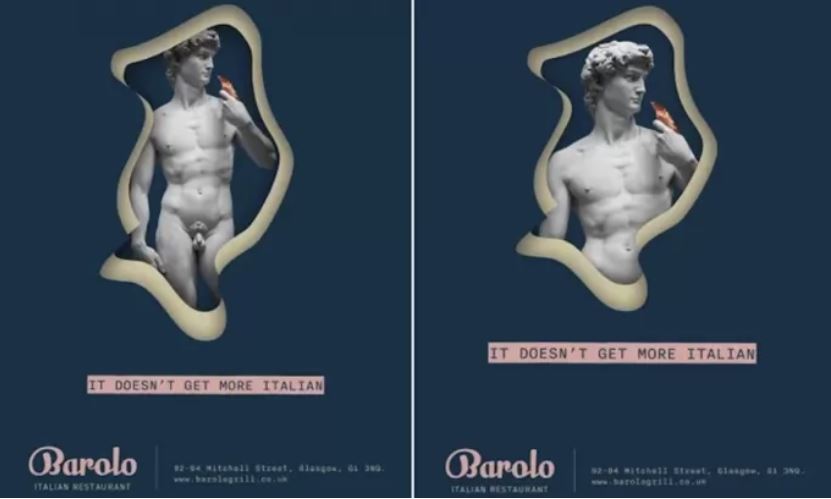 Διαφήμιση, στο μετρό, για εστιατόριο με τον Δαβίδ του Μιχαήλ Άγγελου λογοκρίθηκε για γυμνό
