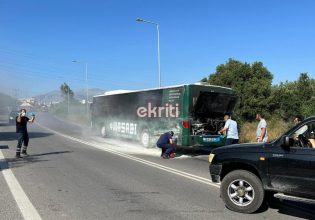 Φωτιά σε λεωφορείο του αστικού ΚΤΕΛ στην Κρήτη – Σώοι όλοι οι επιβάτες