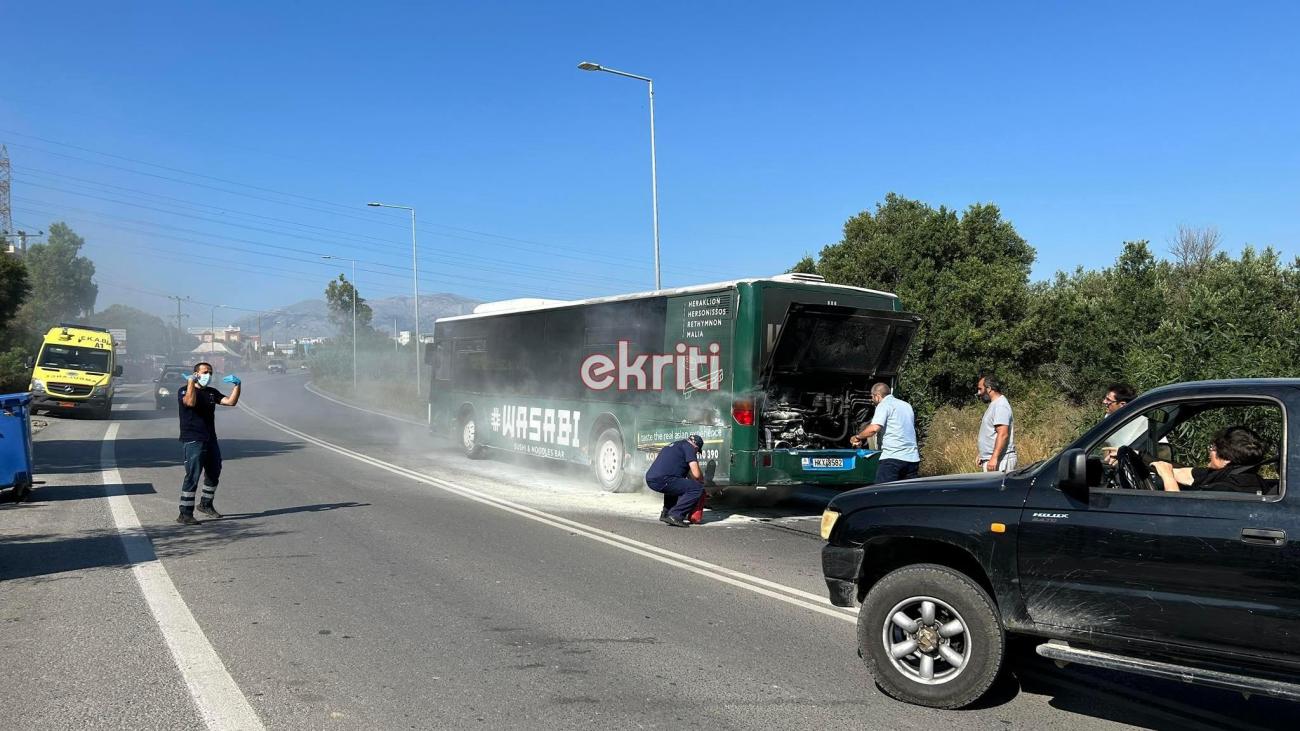 Φωτιά σε λεωφορείο του αστικού ΚΤΕΛ στην Κρήτη - Σώοι όλοι οι επιβάτες