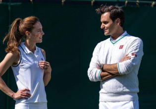 Κέιτ Μίντλετον: Με αμάνικο και κοντή φούστα παίζει τένις με τον Ρότζερ Φέντερερ