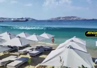 Απίστευτες εικόνες στη Μύκονο – Ταχύπλοο προκάλεσε τσουνάμι δύο μέτρων