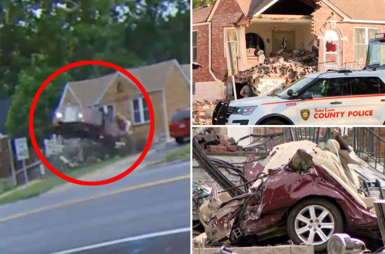 Shocking video of a car accident in the USA – IX shook in the air and was pinned to a house