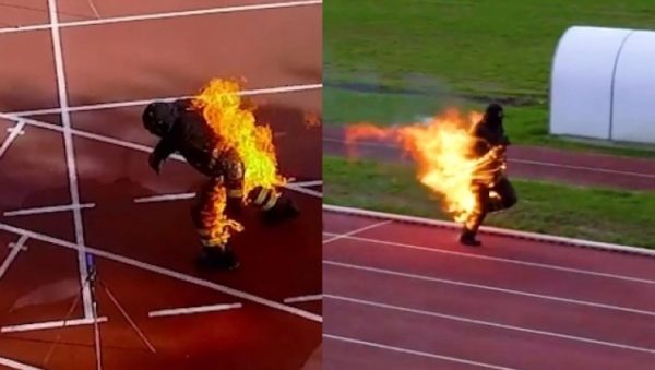 Έτρεξε 100 μέτρα τυλιγμένος στις φλόγες, χωρίς οξυγόνο και… μπήκε στο ρεκόρ Γκίνες