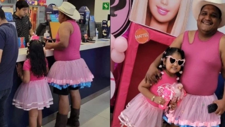 Για την κόρη μου… – Φόρεσε ροζ φούστα και την πήγε να δουν τη «Barbie»