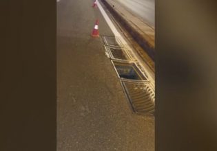 Τροχαίο: Αυτοκίνητο έπεσε σε ακάλυπτο φρεάτιο στην Κηφισίας και κατέληξε σε τοίχο