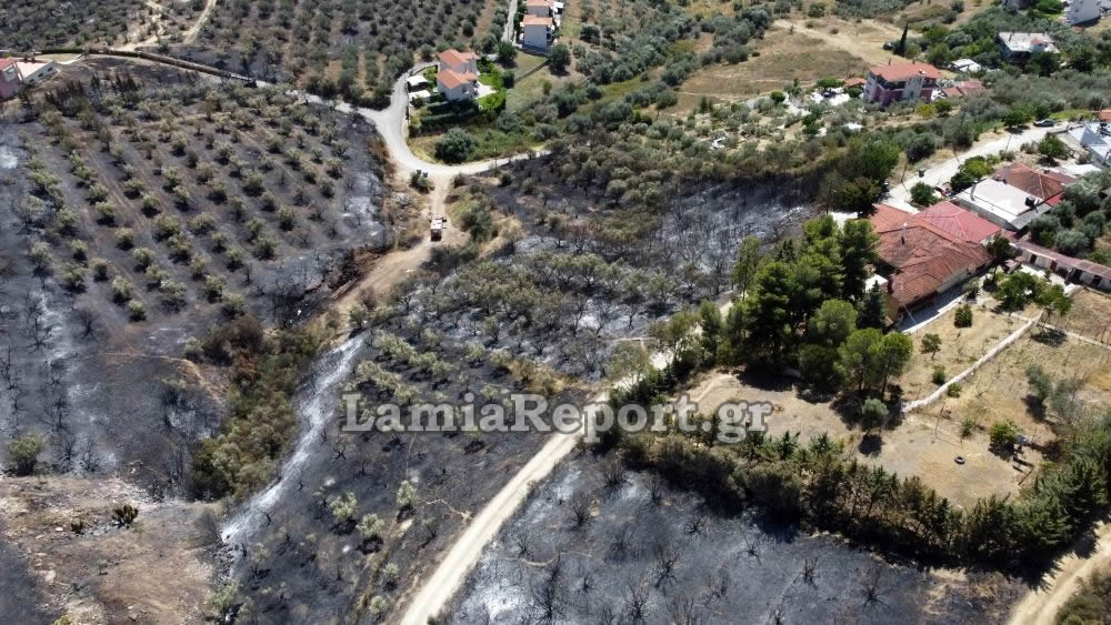 Εικόνες καταστροφής στη Λαμία μετά τη φωτιά στον Αφανό – Βίντεο από drone