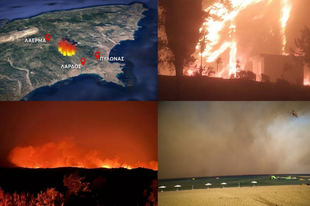 Φωτιά στη Ρόδο: Πύρινη λαίλαπα στη Ρόδο – Καίγονται σπίτια στα Λάερμα, εκκενώνονται χωριά